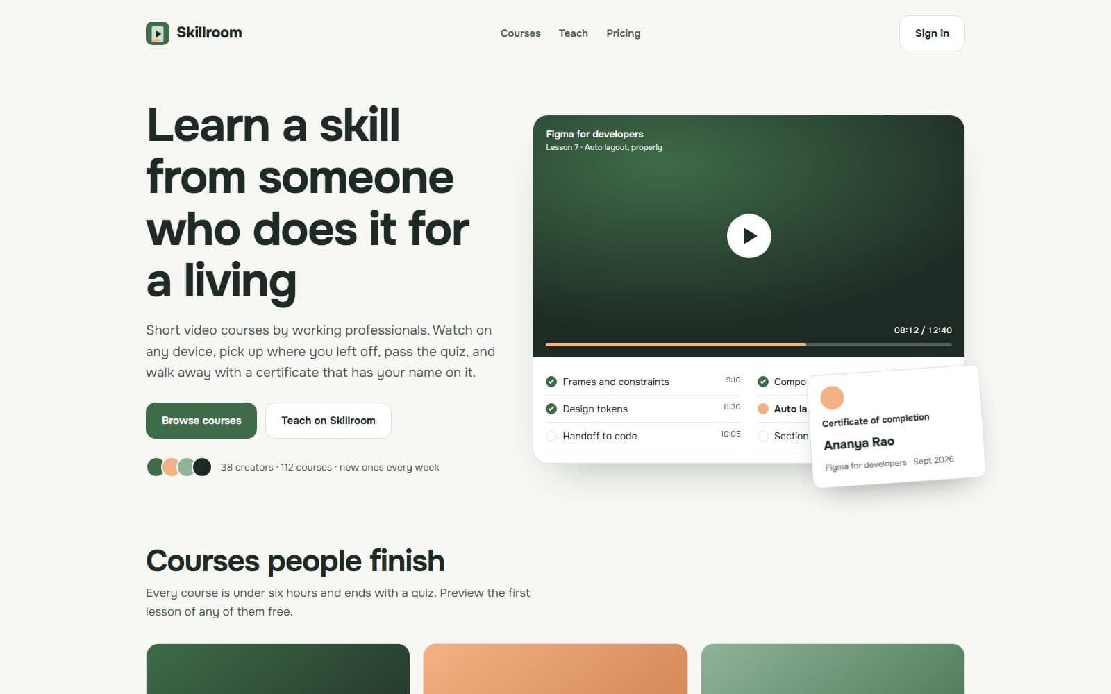 Screenshot of Skillroom